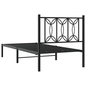 Berkfield Metal Bed Frame without Mattress with Headboard Black 90x200cm