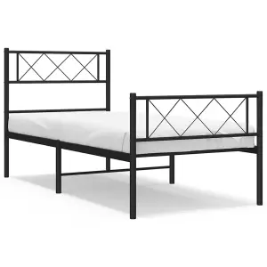 Berkfield Metal Bed Frame with Headboard and Footboard Black 75x190 cm 2FT6 Small Single