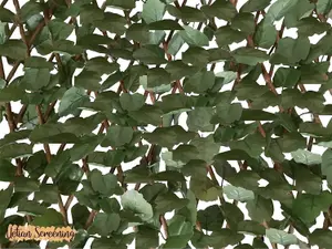 Artificial Faux Ivy Hedge Maple Leaf Screening Fence  Ivy on Willow Trellis Privacy Decorative Expandable Fence 2mx 1m Garden