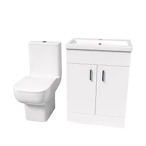 Nes Home White Basin Vanity and Close Coupled Toilet