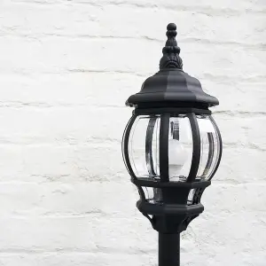 ValueLights Windsor Modern Black Outdoor Garden IP44 Rated Bollard Lamp Post Light - Complete with 1 x 6w LED ES E27 Bulb