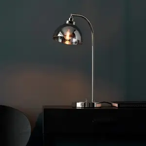 Luminosa Caspa Task Table Lamp, Bright Nickel Plate, Mirrored Glass