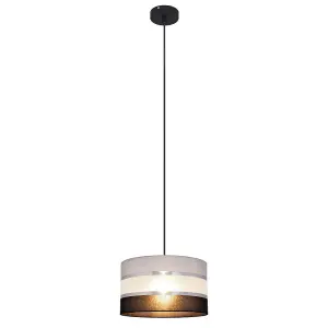 Luminosa Helen Cylindrical Pendant Ceiling Light Grey, Silver, Black 25cm