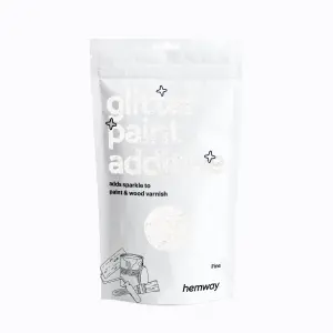 Hemway Glitter for Paint Additive, White Iridescent Fine Size Flakes 100g Interior Exterior Mix Into Emulsion Paint