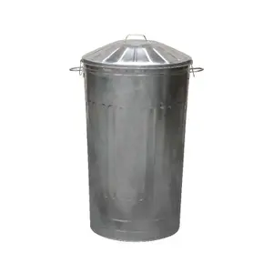 simpa 180L XXL Strong Tough Galvanised Metal Bin & Locking Lid 95cm (H) x 64cm (W) x 52cm (Dia)