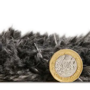 Charcoal Plain Shaggy Modern Easy To Clean Rug For Dining Room-160cm X 220cm