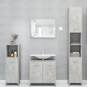 Berkfield Bathroom Cabinet Concrete Grey 30x30x95 cm Engineered Wood