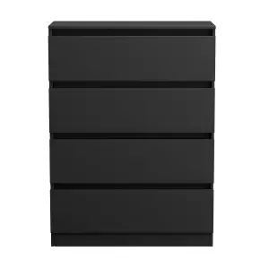 SunDaze Chest of Drawers Storage Bedroom Furniture Cabinet 4 Drawer Black 70x40x95.5cm