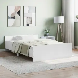 Berkfield Bed Frame with Headboard and Footboard White 120x190 cm