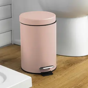 Harbour Housewares - Round Bathroom Pedal Bin - 3 Litre Pink