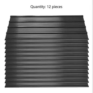 12 Pcs Black Coated Metal Roofing Sheet Corrugated Shed Panels,L 115 cm x W 45 cm x T 0.27 mm