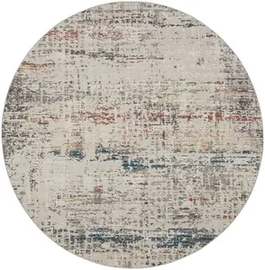 Light Grey Multi Rustic Textures Luxurious Modern Abstract Bedroom & Living Room Rug -66 X 230cm (Runner)