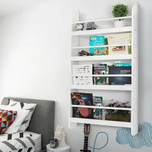 Wall Mounted Childrens Bookcase Kids Display Bookshelf Storage Unit Shelving Rack