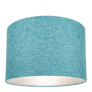 Contemporary and Sleek 12 Inch Teal Linen Fabric Drum Lamp Shade 60w Maximum