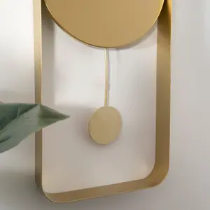 Modern Gold Metal Wall Clock with Black Details