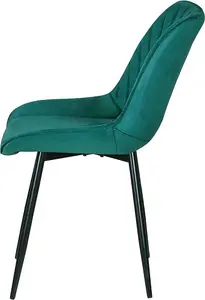 Set of 2 Green Velvet Effect Dining Chairs Plush Padded Upholstered Accent Chair - Elle by MCC