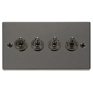 Black Nickel 4 Gang 2 Way 10AX Toggle Light Switch - SE Home