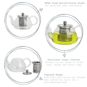 Argon Tableware - Glass Infuser Teapot - 700ml - Clear