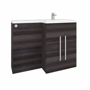 Rinse Bathrooms 1100mm RH Vanity Unit with Basin and Back to Wall Unit Bathroom Storage Unit Free Standing Grey