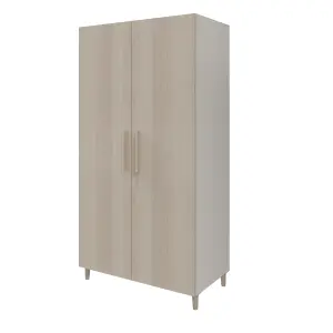 GoodHome Atomia Freestanding Matt white oak effect Chipboard Wardrobe (H)1875mm (W)1000mm (D)580mm