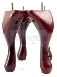 QUEEN ANNE WOODEN LEGS 250mm MAHOGANY HIGH SET OF 4 REPLACEMENT FURNITURE FEET  M8