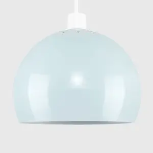 ValueLights Arco Blue Dome Ceiling Pendant Shade and E27 GLS LED 10W Warm White 3000K Bulb