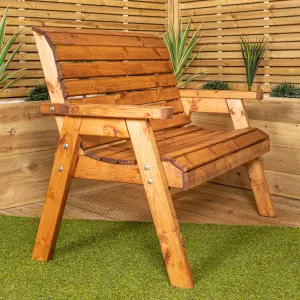 Charles Taylor Hand Made Traditional 2 Seater Chunky Rustic Wooden Garden Bench Furniture Flat Packed