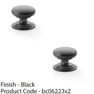 2 PACK - Stepped Round Door Knob - Matt Black 38mm Classic Kitchen Cabinet Pull Handle