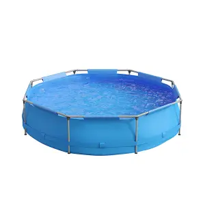 Livingandhome Mini Round Metal Frame Pool Kids Outdoor Above Ground Swimming Pool 360 x 76 cm