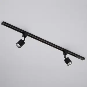 Litecraft Soho Black 2 Head 1m Straight Kitchen Ceiling Light with LED Bulbs