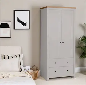 Bampton 2 Door Wardrobe In Stone Grey - Laura James