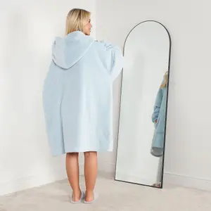 Sienna Hoodie Blanket Ultra Plush Wearable Sherpa Oversize  - Baby Blue