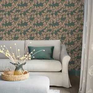 Laura Ashley Burnham Fern Trail Smooth Wallpaper Sample