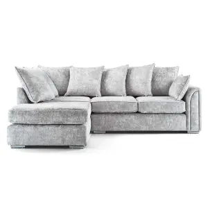 Chiswick Fabric Corner Sofa Silver Fox with Footstool - Left Hand Facing