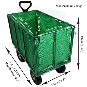 Garden Cart Heavy Duty Trolley Festival Hand Truck Wagon 210L with Folding Sides