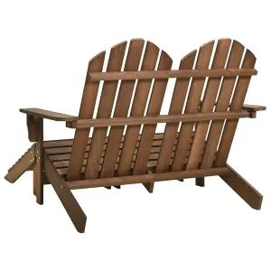 Berkfield 2-Seater Garden Adirondack Chair&Ottoman Fir Wood Brown