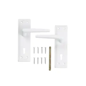 Colours Colan White Aluminium Straight Lock Door handle (L)106mm (D)57mm