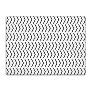 Textured Glass Chopping Board Black Herringbone Design - Large