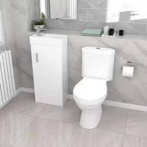 Nes Home White 400mm Basin Sink Vanity Unit and WC Toilet Set