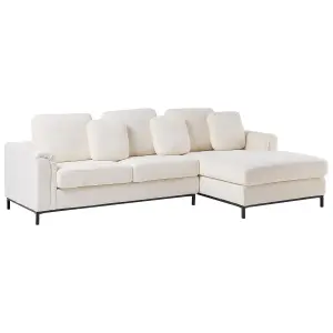 Left-Hand Corner Sofa with Ottoman OSLO White Boucle 5 Seater Left Hand