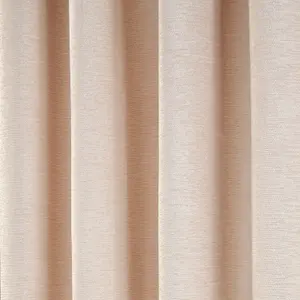 Homescapes Natural Chenille Pencil Pleat Lined Curtains Pair, 66 x 72"