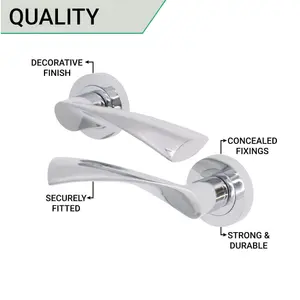 EAI Polished Door Handles Swept Lever On Rose Handle - Polished Chrome