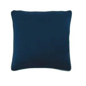 Just So Home Velvet Scatter Cushion 43cm With Zip (Midnight with contract duck egg piping)