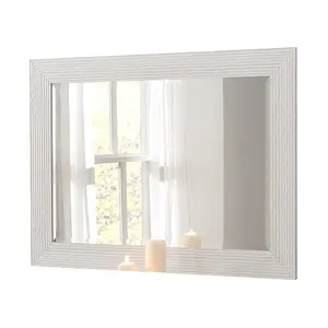 Yearn Gloss White Wave Framed Mirror 119x94cm