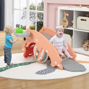 Costway 3-in-1 Kids Slide Rocking Horse Toy Set Indoor Kids Rocking Sliding Climbing Toy