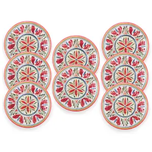 Purely Home Mediterranean Melamine Dinner Plates - Set of 8