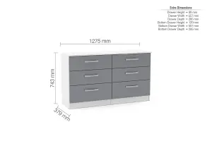 Birlea Lynx 6 Drawer Chest White & Grey