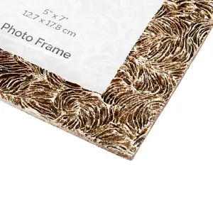 Contemporary Designer 5x7 Photo Frame in Brushed Antique Gold with Silver Trim