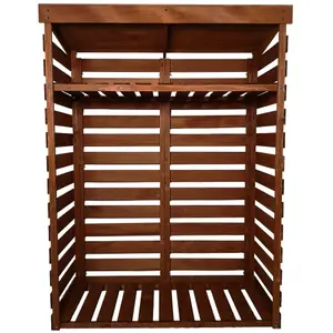 156cm x 117cm Large Wooden Outdoor Garden Patio Log Store Shed with Shelf