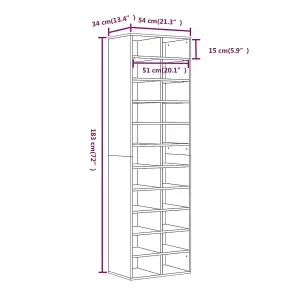 Berkfield Shoe Cabinet Grey Sonoma 54x34x183 cm Engineered Wood